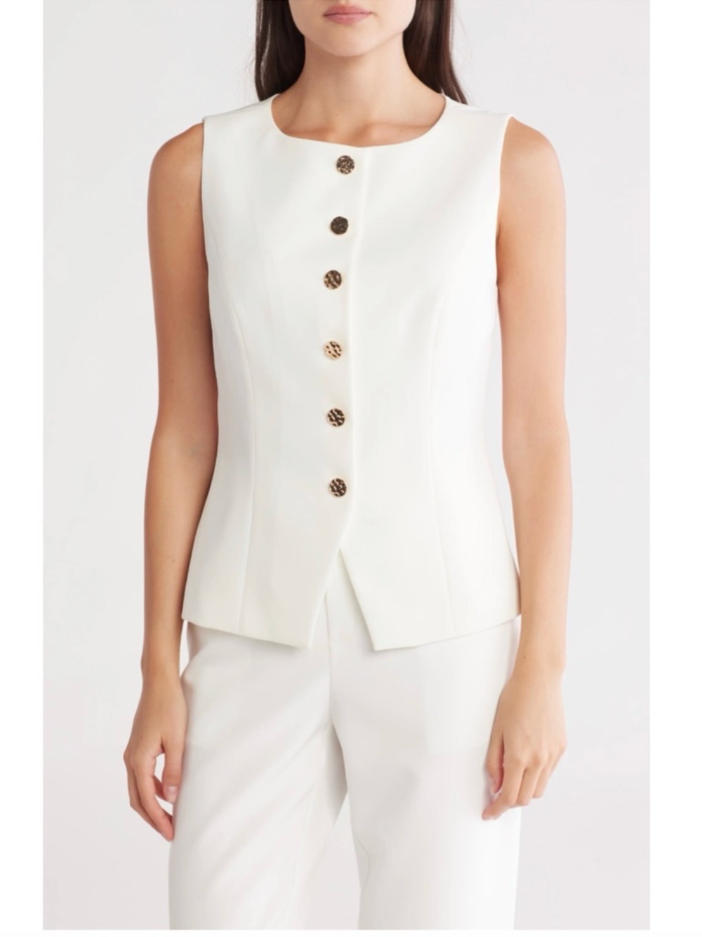 NWT White Gemma + Jane Suiting Vest L